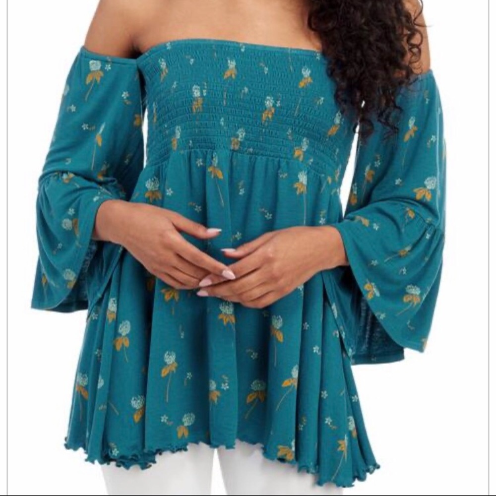 FREE PEOPLE Floral Off The Shoulder Tunic